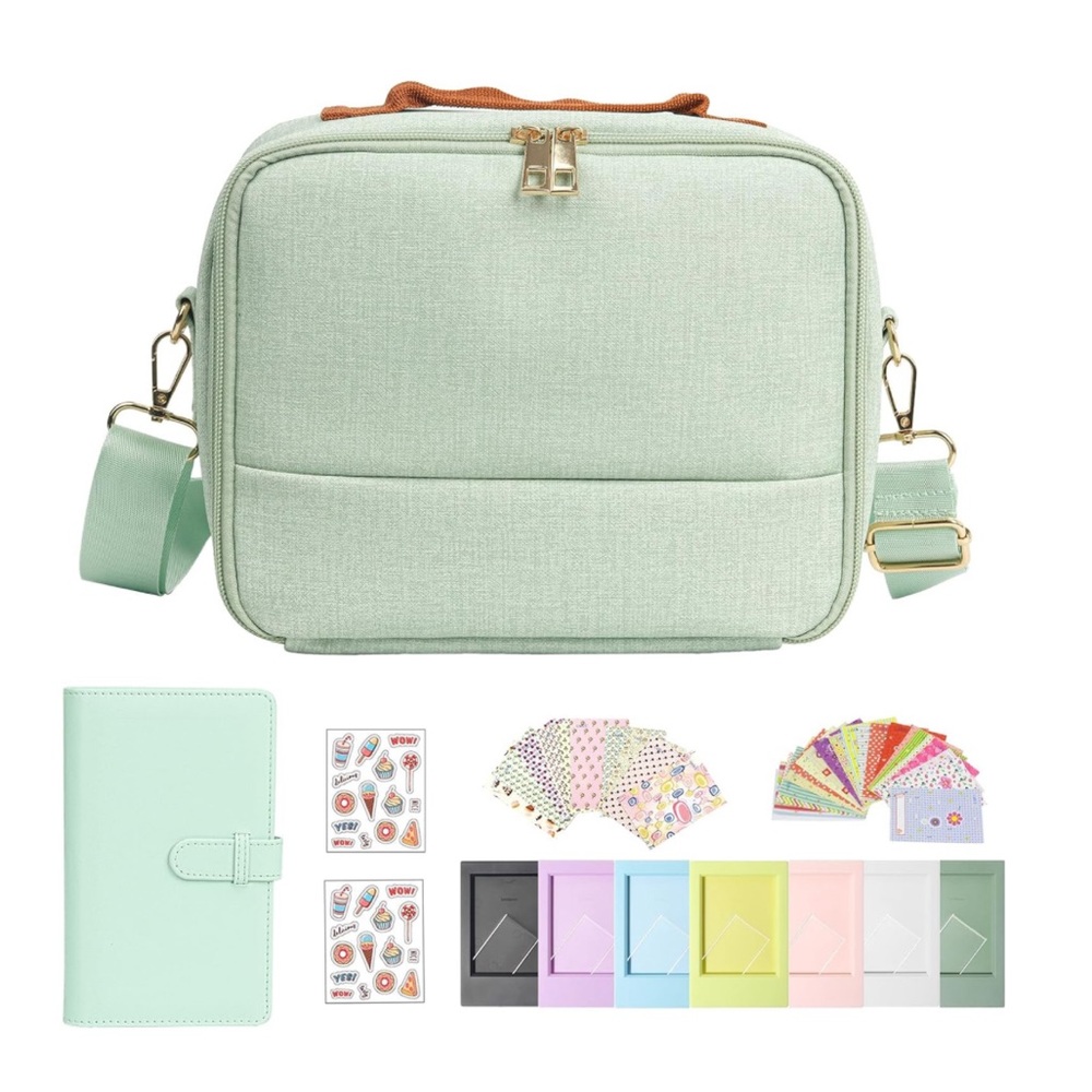 Hand Bag or Crossbody Camera Carrying Case W/Detachable Strap (Sea Green)